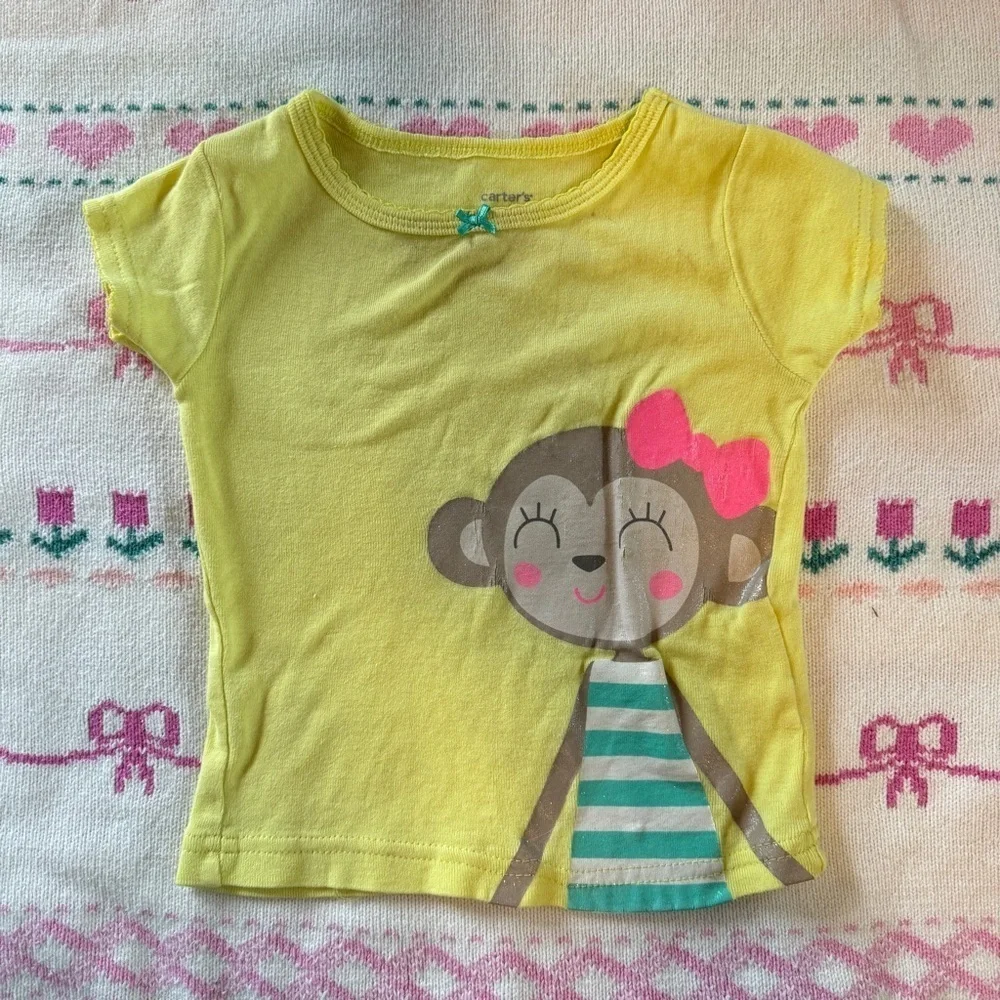 Bright Yellow Short Sleeve T-Shirt with Monkey